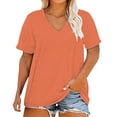 thumbnail image 1 of Yigetop Womens Plus Size T Shirts Plus Size V Neck T Shirts Women Short Sleeve Tops Casual Summer Tshirts Loose Fit Tee Plus Size Tshirts orange 3XL, 1 of 6