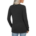 thumbnail image 1 of Yigetop Womens Tops Fall, Womens Fall Long Sleeve Tops for Leggings V Neck Button Casual Blouse Sweatshirt Sweaters Outfits Winter Clothing Womens Fall Tops Casual Black L, 1 of 1