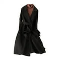 thumbnail image 1 of Yigetop Womens Trench Coat Women's Long Trench Woolen Coat Autumn Winter Classic Lapel Belted Elegant Outerwear Fall Coats Black L, 1 of 1