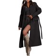 thumbnail image 1 of Yigetop Womens Trench Coat Womens Long Trench Coat Oversized Double Breasted Lapel Overcoat Outerwear with Belt 2025 Fall Fashion Clothes Womens Winter Coats Clearance Black L, 1 of 6