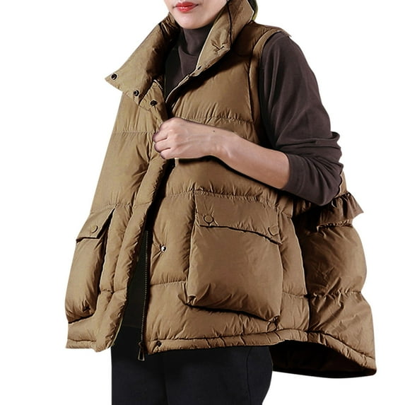 Yigetop Womens Vest Down Jacket Vest Women 2022 New Women's White Duck Down Jacket Down Vest Coat Puffer Vests for Women 2024 Trendy Coffee One Size