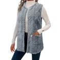 thumbnail image 1 of Yigetop Womens Vest Fleece Vest Women Sleeveless Crewneck Vest Jacket Open Front Lightweight Cardigans Fuzzy Fall Winter Coats Fleece Vest Women Light Blue L, 1 of 1