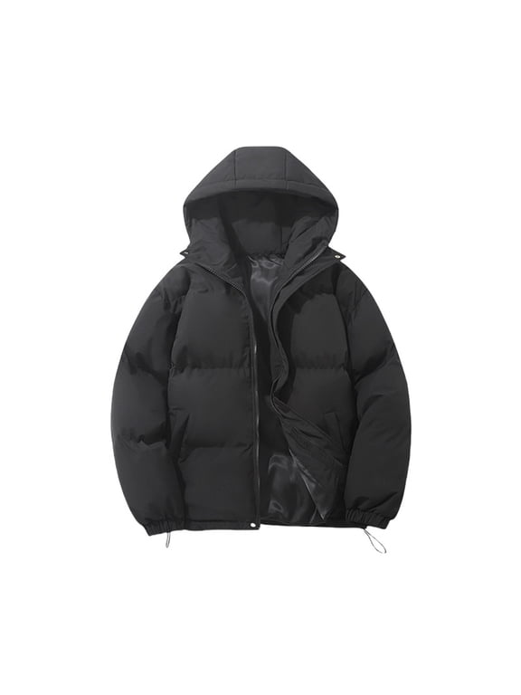 Zip Up Jackets for Women Women's Solid Color Hooded Winter Couple Korean Version of Loose Warm Padded Casual Bread Padded Jacket Lightweight Jacket Women Black M