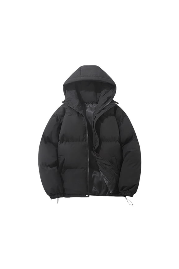 Zip Up Jackets for Women Women's Solid Color Hooded Winter Couple Korean Version of Loose Warm Padded Casual Bread Padded Jacket Lightweight Jacket Women Black M