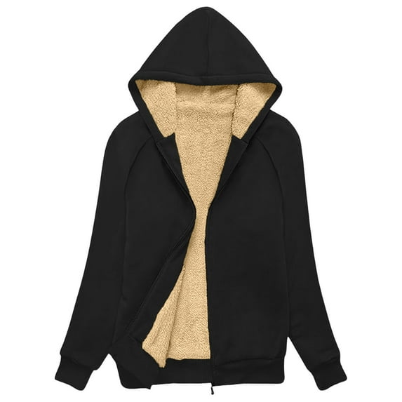 Yigetop Zip Up Sweatshirt Women, Ladies' Fashionable Casual Shoulder To Pocket Long Sleeved Hooded Fleece Composite Jacket Sweatshirt Zip Up Jacket Black 3XL