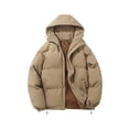 thumbnail image 1 of Yigetop Zip Up Jackets for Women Women's Solid Color Hooded Winter Couple Korean Version of Loose Warm Padded Casual Bread Padded Jacket Lightweight Jacket Women Khaki XL, 1 of 10