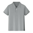 thumbnail image 1 of Yigsgc Boys Girls Short Sleeve Classic Pique Polo Shirt Classic Solid Tops,Color Grey,Size 5-6 Years, 1 of 6