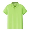 thumbnail image 1 of Yigsgc Boys Girls Short Sleeve Picot Collar Polo School Uniform Shirt Classic Solid Tops,Color GN2,Size 5-6 Years, 1 of 7