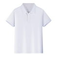 thumbnail image 1 of Yigsgc Boys Girls Short Sleeve Picot Collar Polo School Uniform Shirt Classic Solid Tops,Color White,Size 7-8 Years, 1 of 7