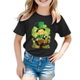 thumbnail image 1 of Yigsgc St. Patrick's Day T-Shirts for Kids,Girls Boys Leprechaun Shamrock Print Top Short Sleeve T-shirt Tee,Color Black,Size 3-4 Years, 1 of 4