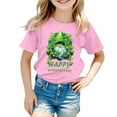 thumbnail image 1 of Yigsgc St. Patricks Day T-Shirt for Kids Cartoon Leprechaun Printed Shirts Short Sleeve Graphic Tees Tops,Color Pink,Size 6-7 Years, 1 of 4