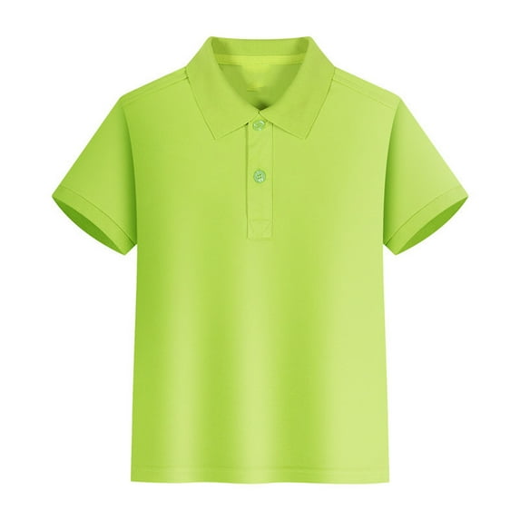 Yigsgc Toddler Boys Girls Short Sleeve Pique Polo Shirts Classic Solid Tops,Color Green,Size 9-10 Years