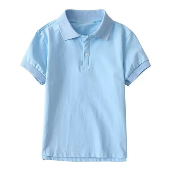 Yigsgc Toddler Boys Girls Short Sleeve Pique Polo Shirts Classic Solid Tops,Color Sky Blue,Size 9-10 Years