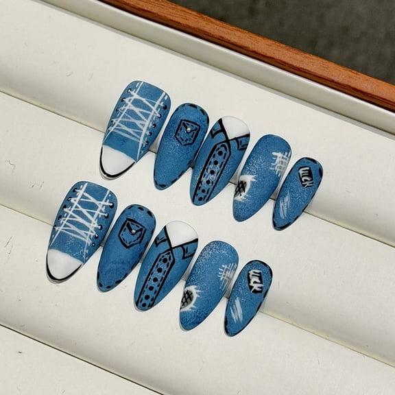 Yihe European and American nail art pure hand-painted canvas shoes pure hand-worn nail hand-painted nail patches wholesale finished products