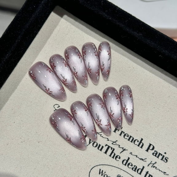 Yihe Handmade Phototherapy Wearing Nail Rich Sense Flowering Nail Art Tablets Shining Cat's Eye Nail Patches Advanced Sense