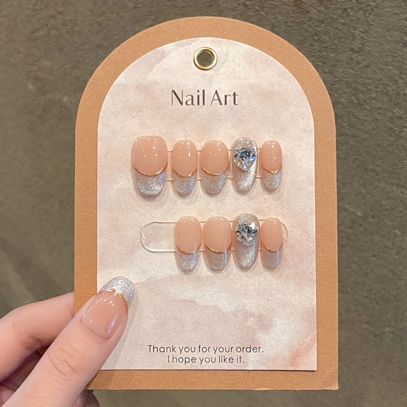 [Yihe Nail Art] New Premium Whitening Cat's Eye Stack Diamond Hand Wearing Nail Art Removable Wedding Nail Pregnant Women