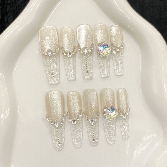 Yihe Original [Broken Ice Sweet Dream] Premium Silver-Grey Cat's Eye Ice Through Glass Textured Stacked Diamonds Wear Armor