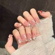 Yihe [Pink Cherry Blossom] Naked pink three-dimensional cherry carving gentle girl style European and American duck bill handmade manicure
