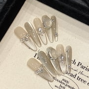 [Yihe-Xinghai Fetters] Explosive Flash Pile Diamond Cats Eye Light Luxury Advanced Sense Handmade Wear Nail Finished Nail Art