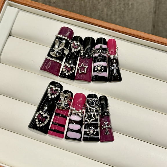 Yihe cross-border lengthened duck bill manicure, overweight industrial area limited to European and American nails, hand-worn nails, wholesale manicure