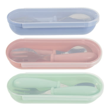 Yiho 3 Set of Toddler Utensils Kids Tableware Set with Handle Children Safe Spoons Forks Set with Container