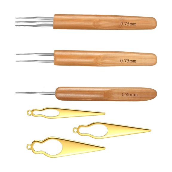 Yihuala 0.75mm Dreadlock Crochet Needle Set, 6 Piece Hair Locking Care Set
