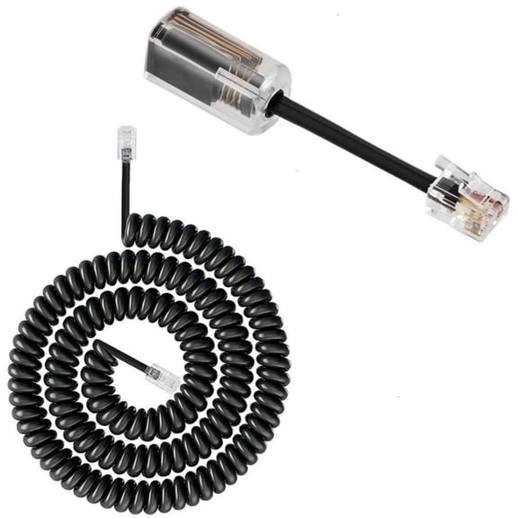 Yihuala 1 Set RJ9 Telephone Handset Cord Detanglers 360 Degree Rotating Swivels Cord Easy to Use Landline Handset Cord Cable
