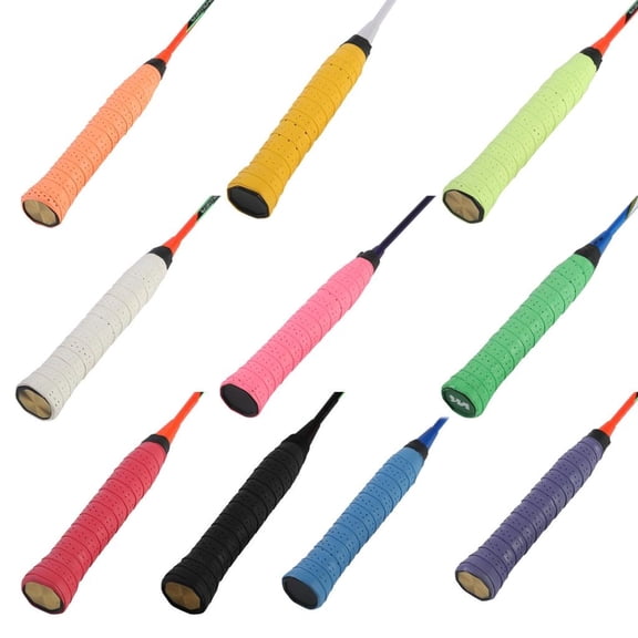 Yihuala 10 Pcs Perforated Design Tennis Racket Grips Badminton Squash Training Sweatband Anti slip Tennis Grip Head Overgrip