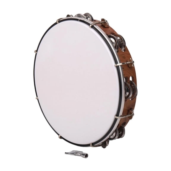 Yihuala 10inch Bells Drum Handheld Tambourine Freestyles Hand Bells Musical Percussion Instrument for Family Tambourine