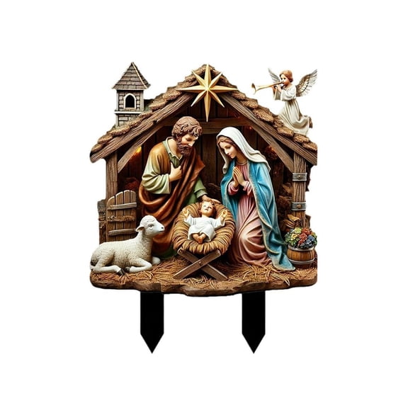 Yihuala 11.81inches Christmas Decorations Rustics Styles Holy Family Nativity Figurines Acrylic Josephs Marys Jesuses Statues