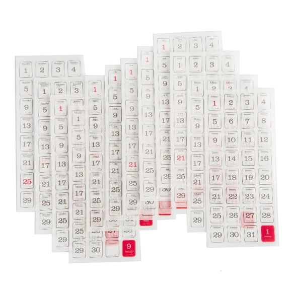 Yihuala 12 Sheets Calendar Sticker Number Sticker Decorative Sticker 365 Days Sticker Date Sticker