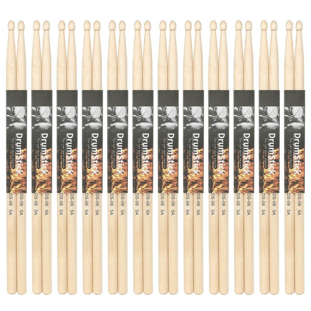 Yihuala 12Pair Maple Wood Drum Stick Nonslip Grip Practical Drumstick Nonslip Light weight Drumsticks for Comfortable Playing
