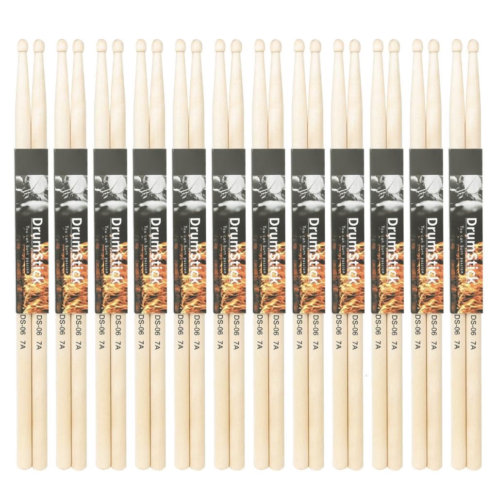 Yihuala 12Pair Maple Wood Drum Stick Nonslip Grip Practical Drumstick Nonslip Light weight Drumsticks for Comfortable Playing