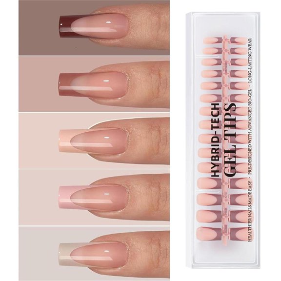 Yihuala 150Pcs Nails Art Long French Nails Glossy or Matte Appearance Quick Application Not Require Tools for Effortlessly Beaut