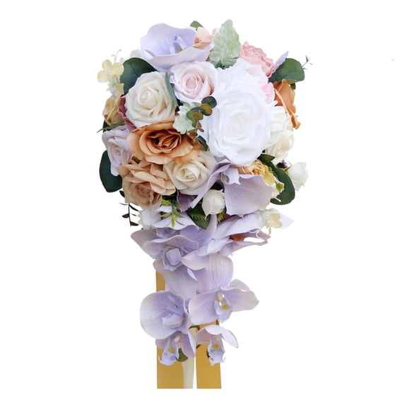Yihuala 17.7'' Wedding Bouquets for Cascading Wedding Bouquet of Flowers Teardrop Bridal Bridal Bouquet Artificial Flowers