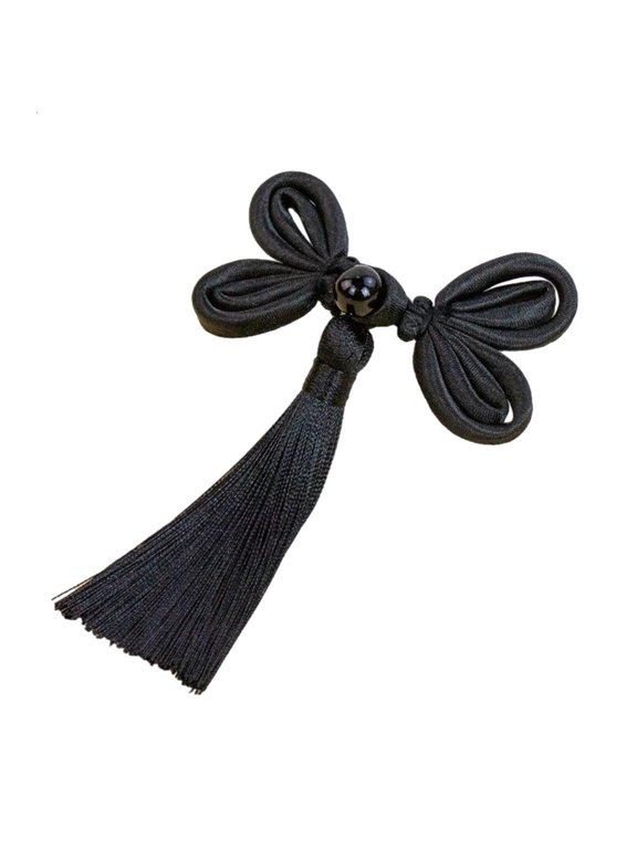 1pair White/Black Butterfly Fringe Fasteners Featuring Chinese Traditional Buttons Perfect for Sweater Scarf Cardigan