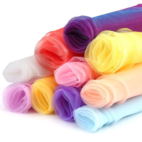 Yihuala 2 Meter Colorful Sheer Fabric Set 10 Mixed Hues Decorative Cloth Party Backdrops Handmade Art Projects