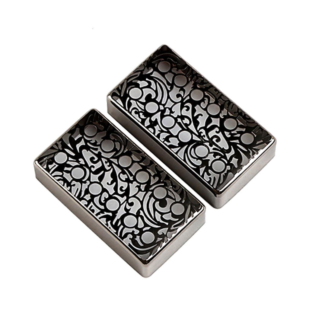 Yihuala 2 Pcs Lightweight Guitar Pickup Cover Engraved Flower Metal Guitar Humbuckers Cover Electric Guitar Replacement Part