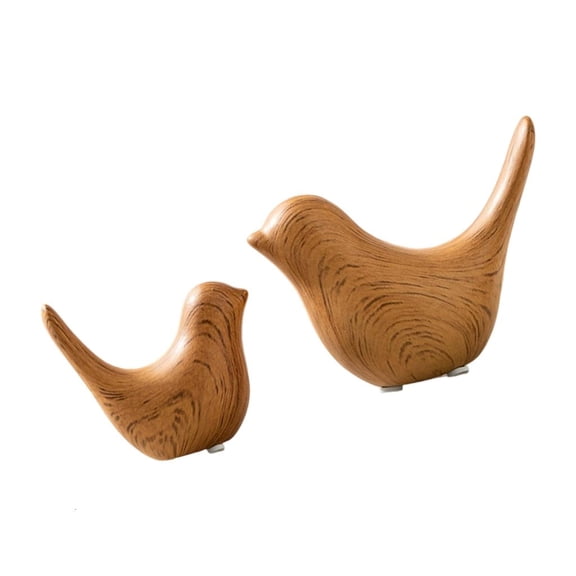 Yihuala 2 Piece Retro Wood Look Ceramic Bird Figurines Delicate White Porcelain Art Piece For Coffee Table And Home Decors