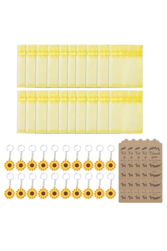 20 Sets Party Favor Includes Keychains Organza Bags Thank You Return for Guests Birthday