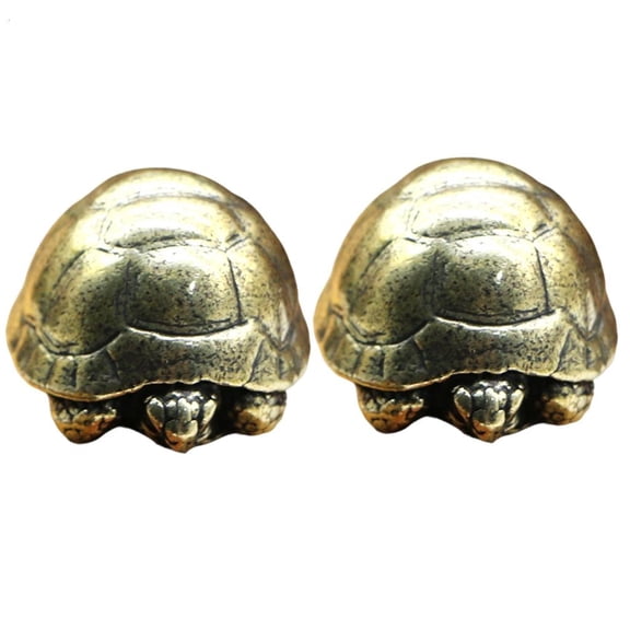 Yihuala 2Piece Brass Tortoise Figurines Miniature Turtles Statue Collectible Home Decors Fengshui Fortunes Decorative Ornaments