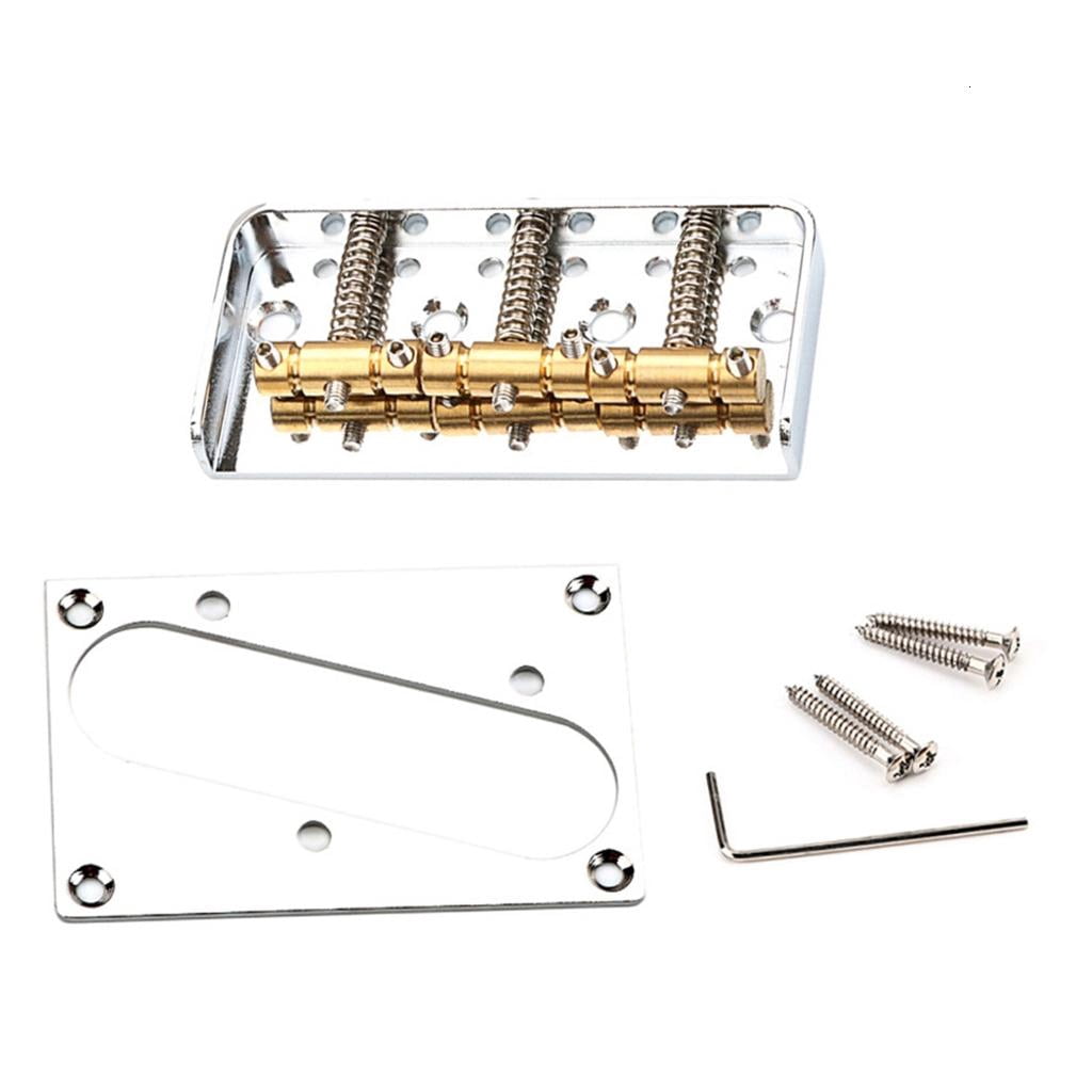 Yihuala 3-Saddles Electric Guitar Bridge & Guitar Pickup Mounting Rings Replacement Metal Guitar Part with Wrench and Screws