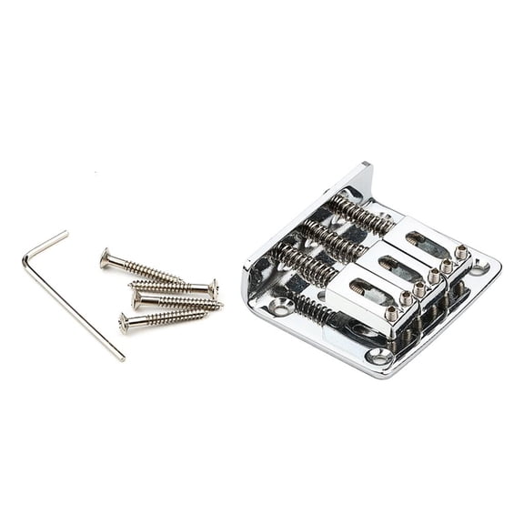 Yihuala 3 String Hard Tail Fixed Guitar Bridge with Screws & Wrench Top Load Tailpiece for Precisions Electric Instrument