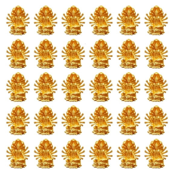 Yihuala 30Pcs Minis Gold Buddhas Statues Bulk Small Resin Sakyamuni Figurines Tiny Figures Ornament Home Offices Decoration