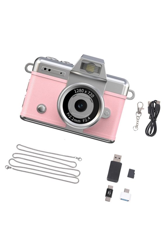 32GB Expandable Storage Keychain Camera Pink 1080P Video Rechargeable Battery Adapter Portable Design