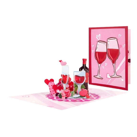 Yihuala 3D Valentines Greeting Card with Envelope 3D Love Heart Wine Bottle Valentines Day Card for Husband Wife Anniversary