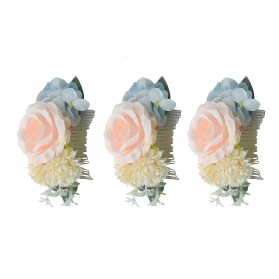 Yihuala 3Pcs Bridal Headpieces Bridal Flower Hairpins Bridesmaids Barrettes Artificial Flower Hair Side Combs Slide Hair Clips
