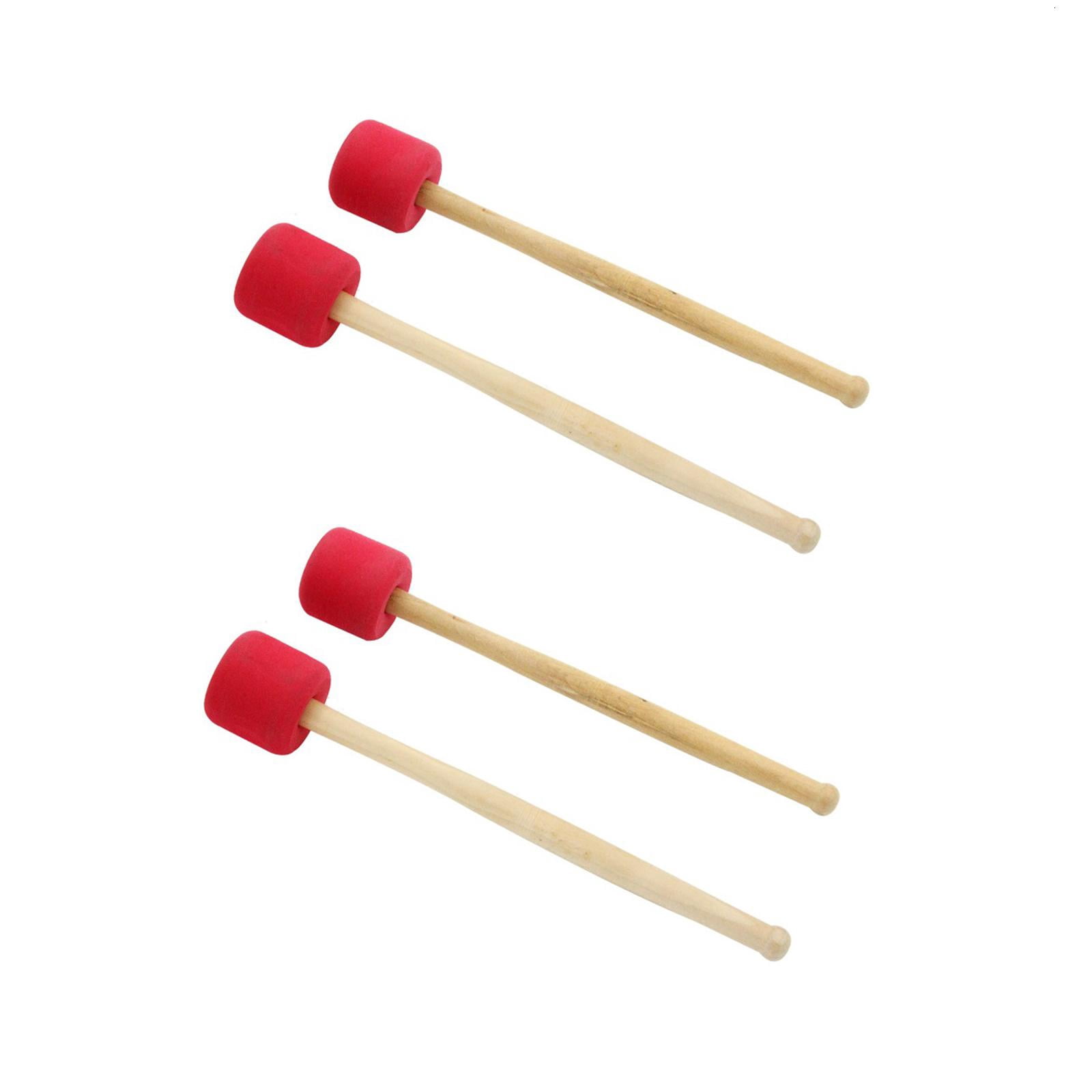 Yihuala 4Pcs Drum Stick Foam Percussion Instrument Drumstick Mallets Wood Handle Timpani Big Hammer for Band Drums