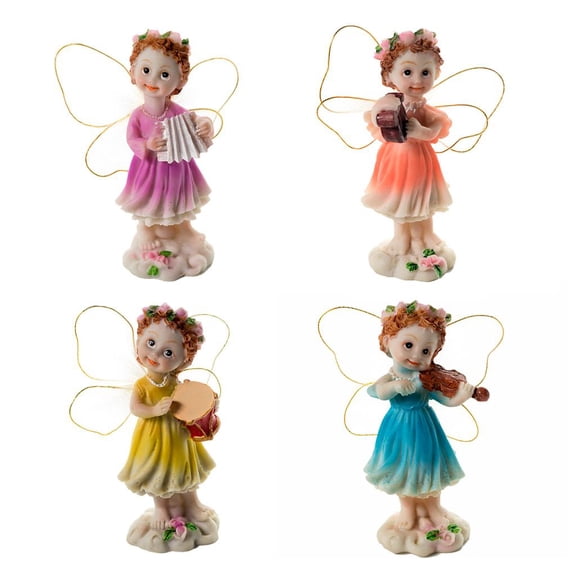 Yihuala 4pcs Fairy Garden Fairies Accessories Miniature Musical Fairies Figurines Landscape Outdoor Bonsai Decoration