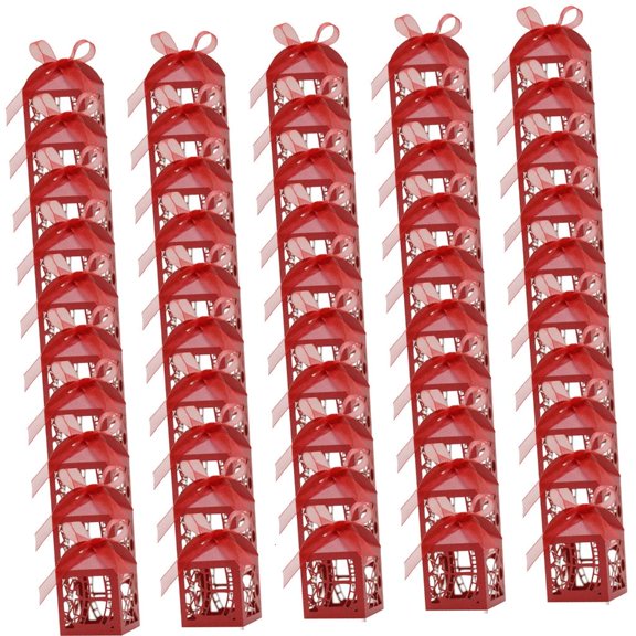 Yihuala 50 Pieces Candy Packaging Box with Ribbon Party Boxes for Weddings Birthdays and Showers Chocolate Container